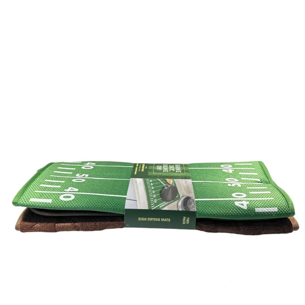NEW VHTF Game Day, Game On FOOTBALL Dish Drying Mats Set/2